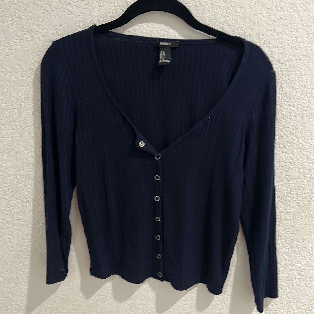 Ribbed button down long sleeve